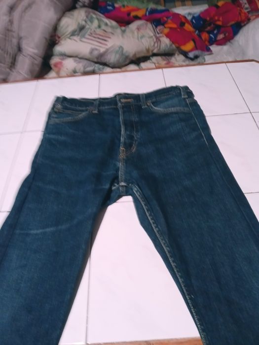 Jeansy granat slim 34\34 Lee proste rurki