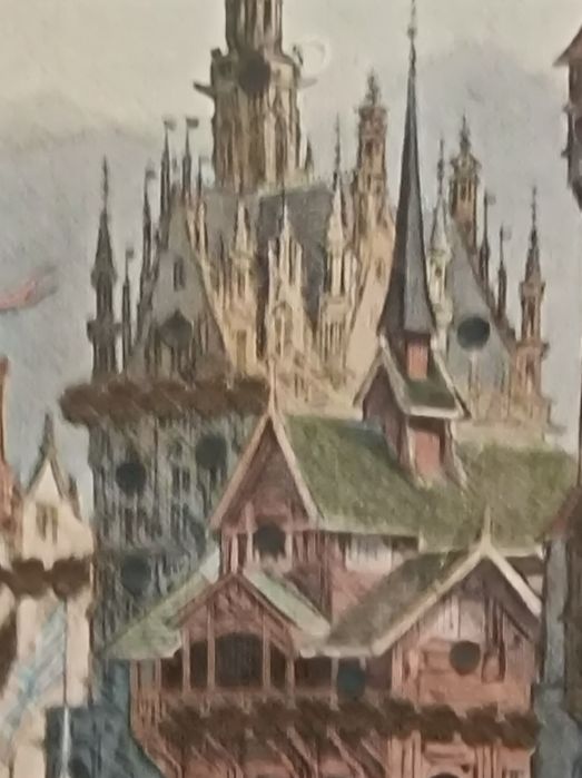 Muzealna grafika .Architektura Paryża 1900 rok.