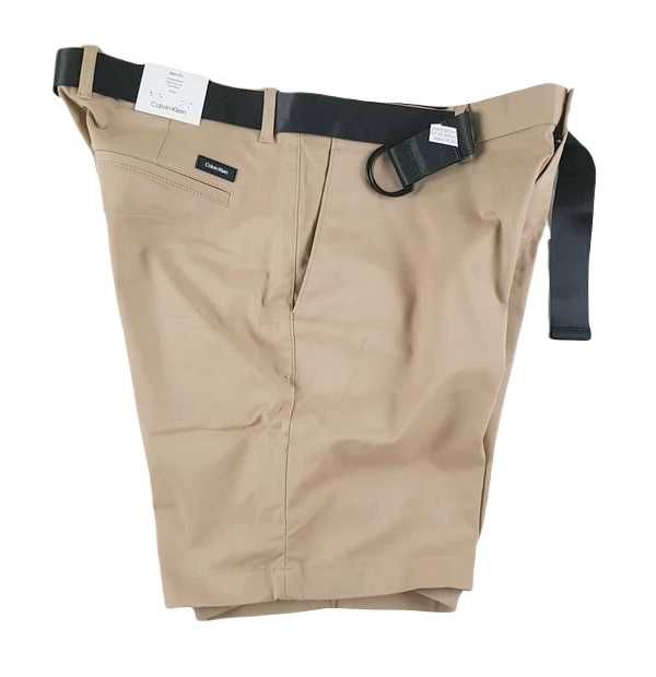 Męskie spodenki Calvin Klein -beżowe shorty z paskiem K10K111788 - W38