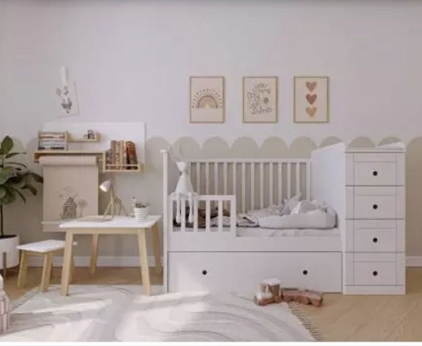 Bellamy Łóżeczko Paso Doble czarne + komoda + przewijak