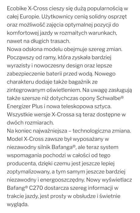 Rower elektryczny Ecobike x-cross white 19/14