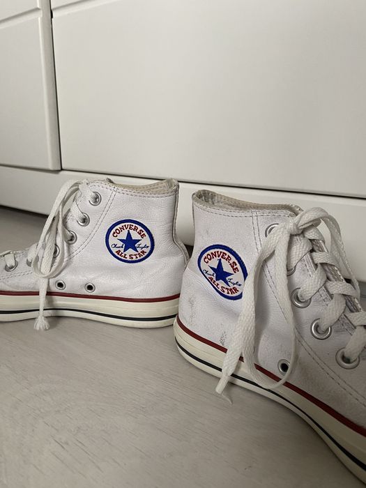 Białe skórzane wysokie trampki conversy z biała gumą converse 36.5