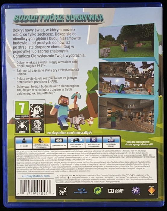 Minecraft PL PS4 Edition po polsku 3xPL +bezpł. Update do PS5 Bedrock