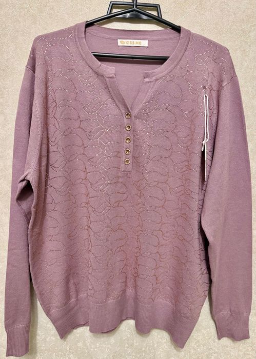 Жіноча кофтинка з люрексом лілового кольору,розмір 56, ОГ 118 см, нова