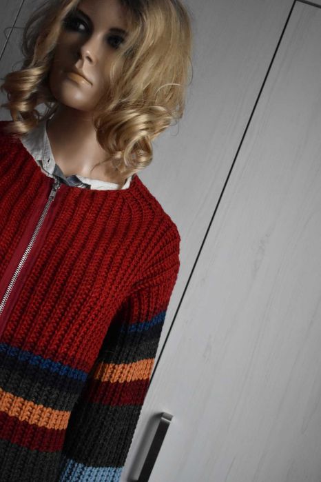 Sweter wełniany 42 XL XXL kardigan zasuwany wełna alpaka ciepły zimowy