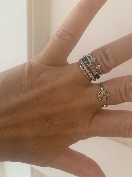 Anel Gucci Link to Love ouro branco & enamel