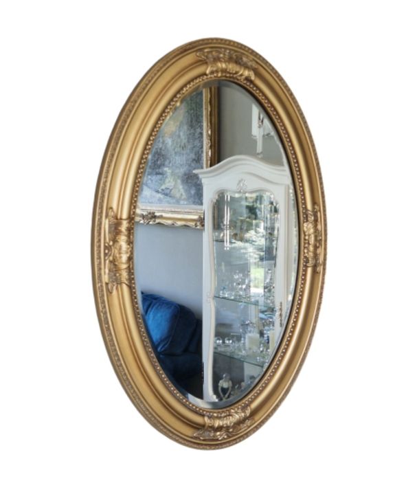 Lustro owalne kryształowe w pałacowej ramie
