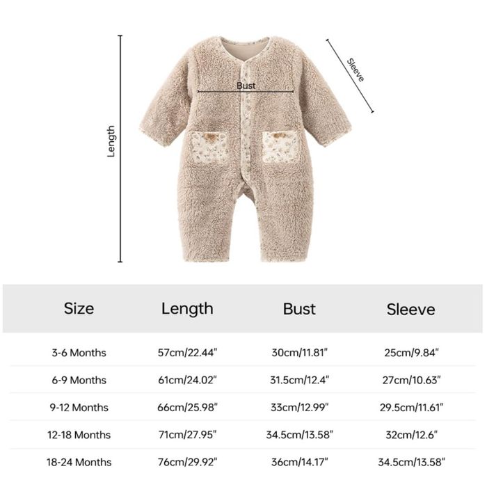 Kombinezon niemowlęcy - bawełna plusz - beżowy 18-24M
