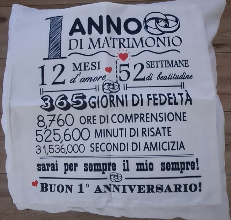 Poszewka na poduszkę na 1 rocznicę ślubu. Cena za 2sztuki