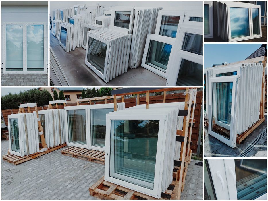 Okna używane 104x136 PCV Duży SKŁAD OKIEN Dowóz, balkonowe, tarasowe