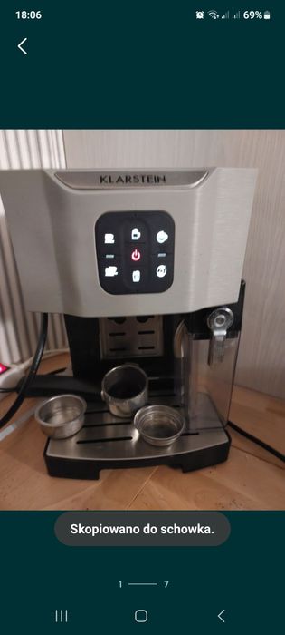 Kawiarka ze spienianiem mleka ekspres Klarstein
Sprawna. 
Ekspres ci