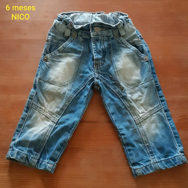 Lote roupa (2 calças de ganga e 3 Sweats) - bebé, menino, 6 meses