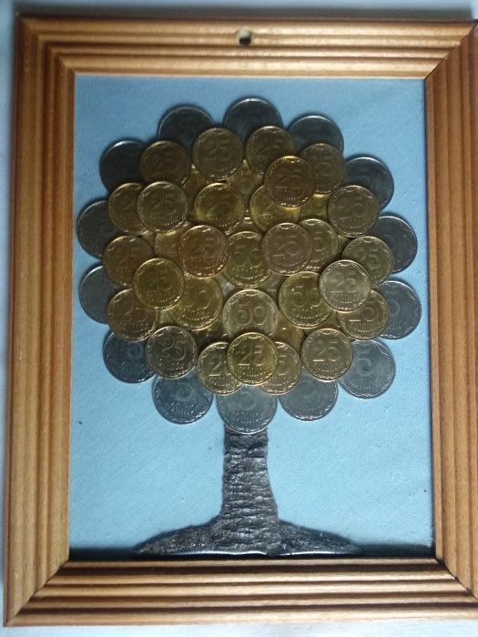Панно из монет. Денежное дерево. Мастер-класс с пошаговыми фото