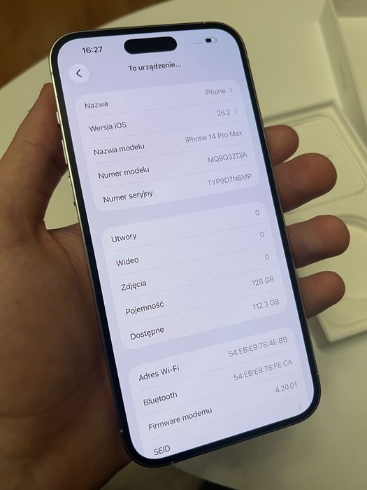iPhone 14 Pro Max 128GB Silver 95% Kondycji Baterii Jak Nowy
