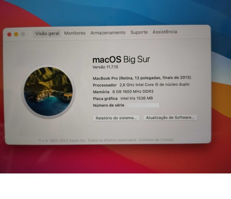 MacBook Pro 13 polegadas 2013 Retina Bateria 5 ciclos
