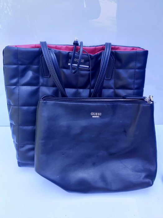 Torebka GUESS czarna czerwona 2w1 torebki shopperka dwustronna