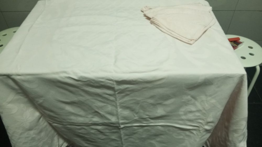 Toalha de linho lavrada com 6 guardanapos 2.20 MTS por 2.40 mts