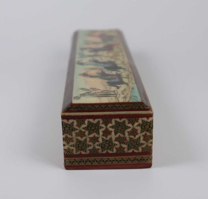 Caixa para lapis marchetaria e pintura manual