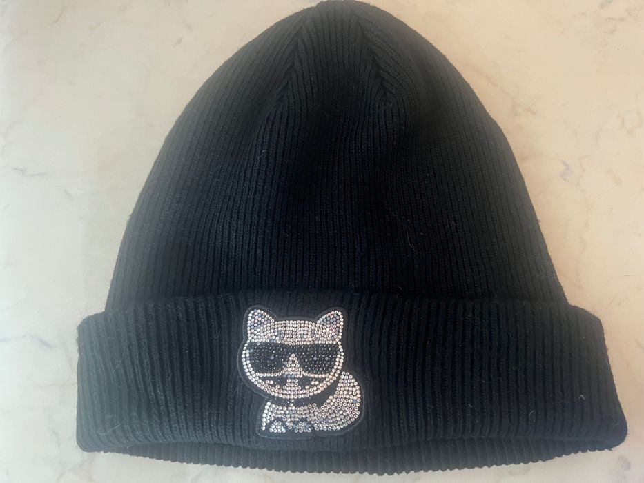 Czapka Karl Lagerfeld kot kaszmir