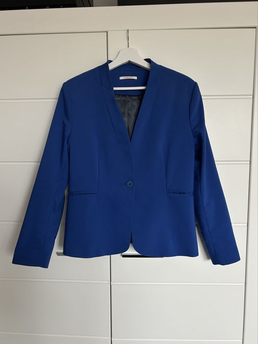 Niebieska kobaltowa elegancka marynarka żakiet Camaieu 40