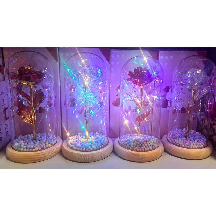 Wieczna Róża w Szkle Różowa+ Balon Serce Walentynki dla Babci Prezent