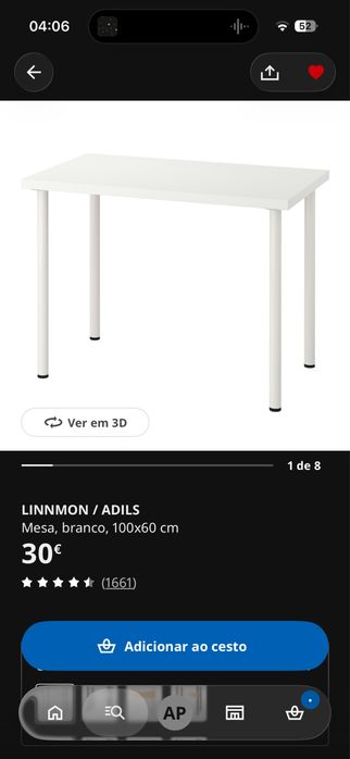 Mesa IKEA LINNMON usada branca