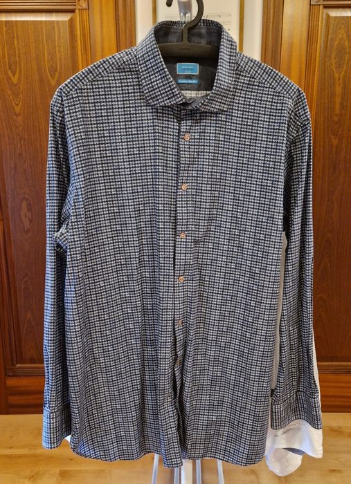 Koszula marki Original Italian Fabrics cotton 100 % kratka długi rękaw jak nowa