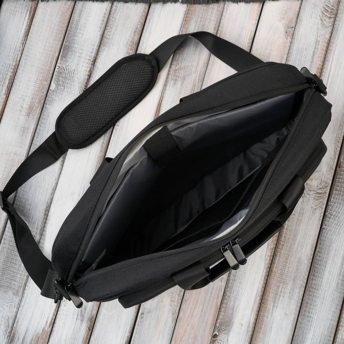 torba na laptopa czarna unisex materiałowa lekka do ręki na ramię