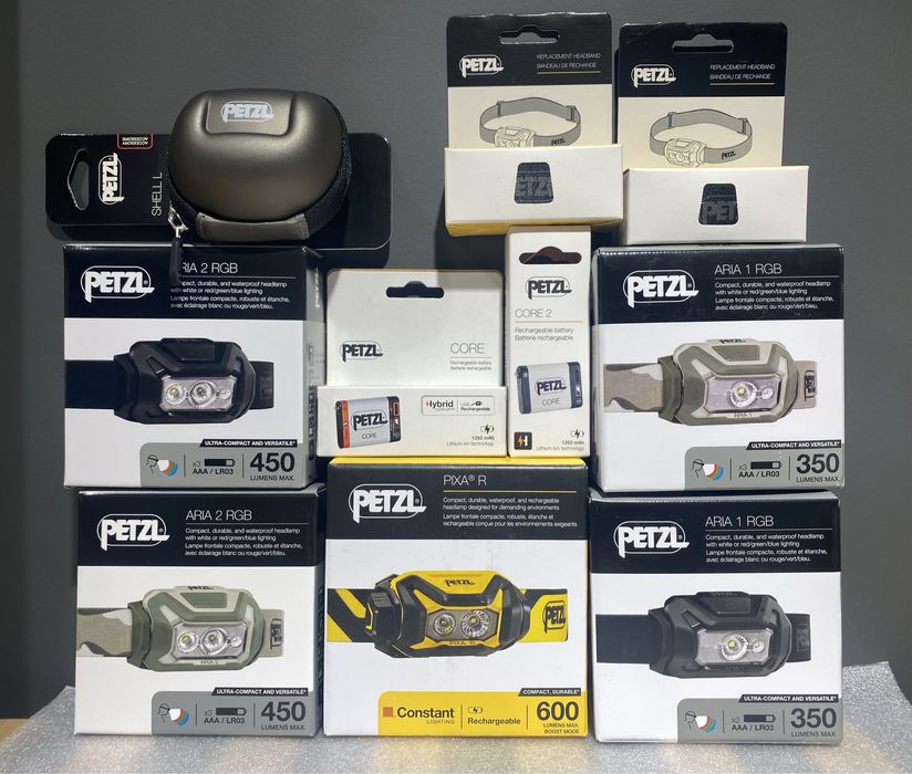 Ліхтарі та аккумулятор Petzl Aria 1 / Aria2 / Pixa R / core1/2