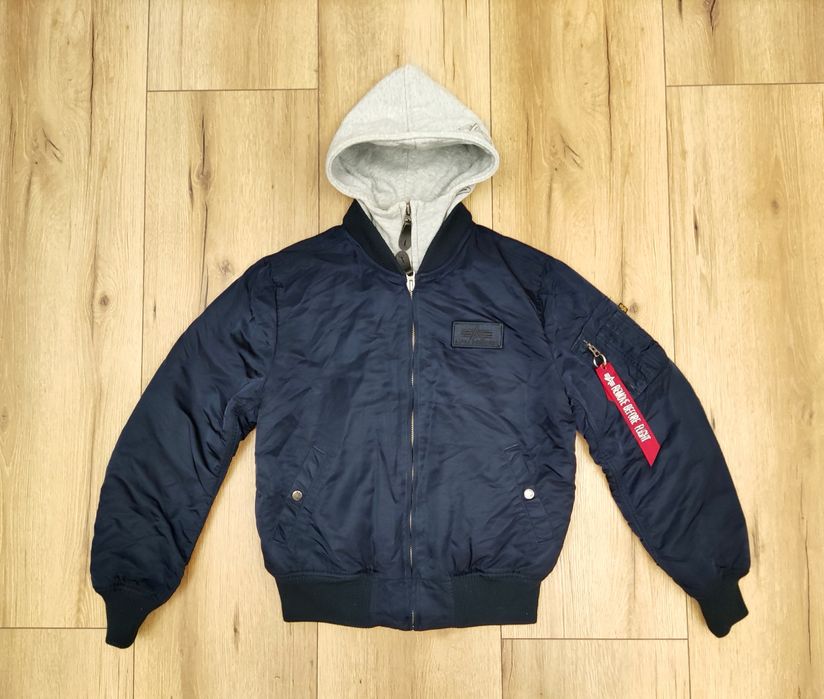 Alpha Industries męska kurtka bomberka granatowa grubsza w rozmiarze M