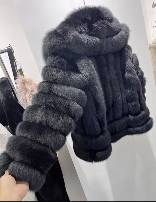 Kontantto czarne futro kurtka z lisow xs-xl
