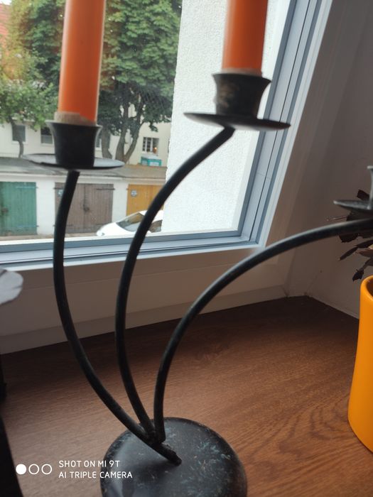 Metalowy świecznik PRL