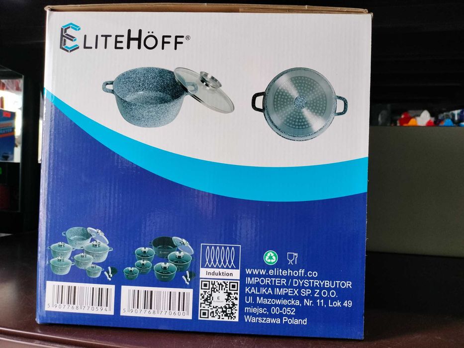 Zestaw Garnków Granitowych 14el. Indukcja Gaz Elitehoff E7059 szare hi