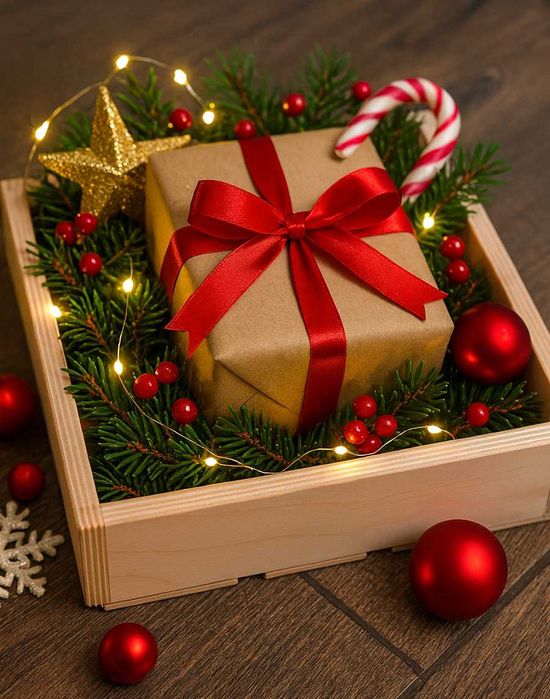 tacka skrzynka drewniana na prezenty