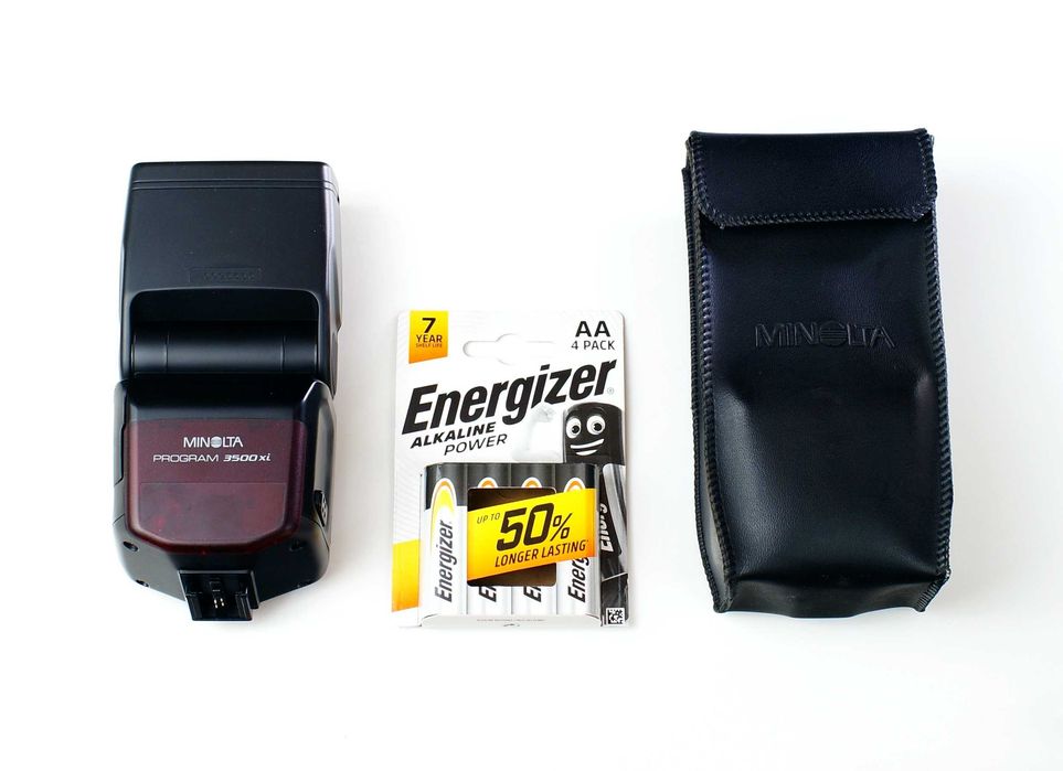 Lampa Minolta Program 3500xi = Sony-A = Etui = 4 x Energizer = BDB =