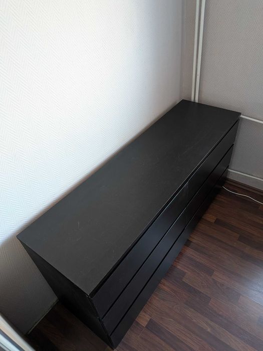Komoda IKEA MALM, 6 szuflad, czarnobrąz, 160 x 78 cm