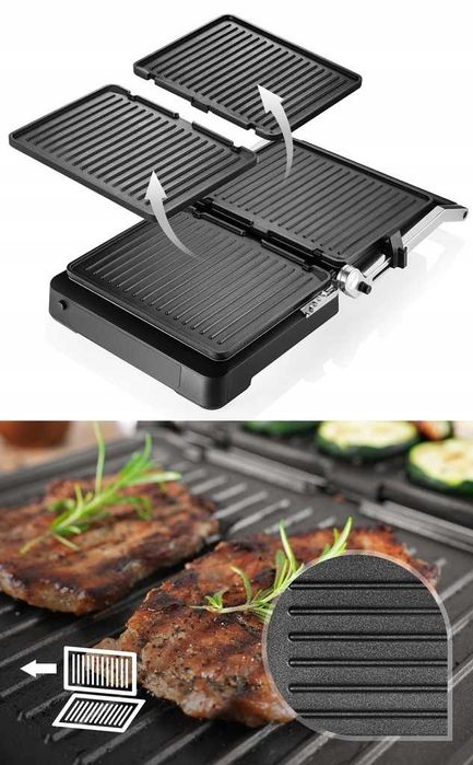 Grill elektryczny OPIEKACZ rozkładany 6 programów 2 termostaty TIMER