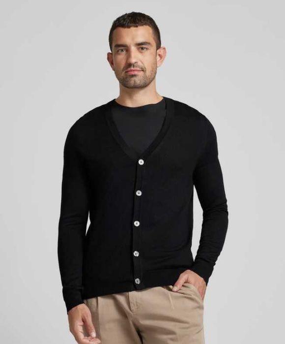 Sweter na guziki, lekka wełna 100% merino/merynos, r. L-XL