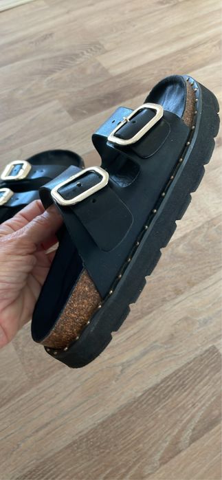 Sandalia preta da seaside em pele n.36