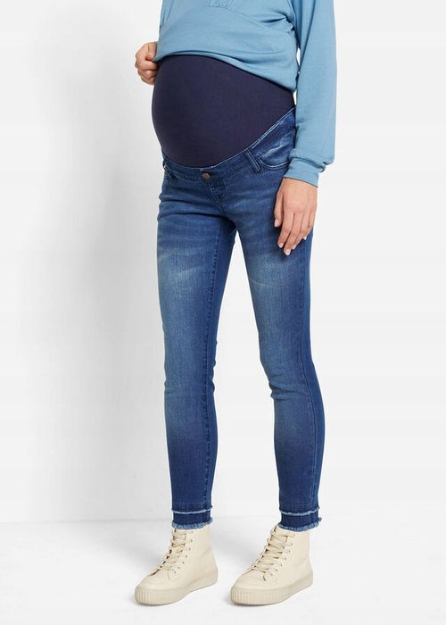 AE3618 spodnie ciążowe jeans 7/8 postrzępione r.52