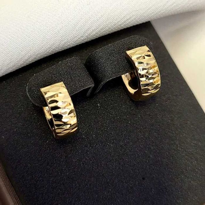 Złote kolczyki diamentowane próby złota 585 14k