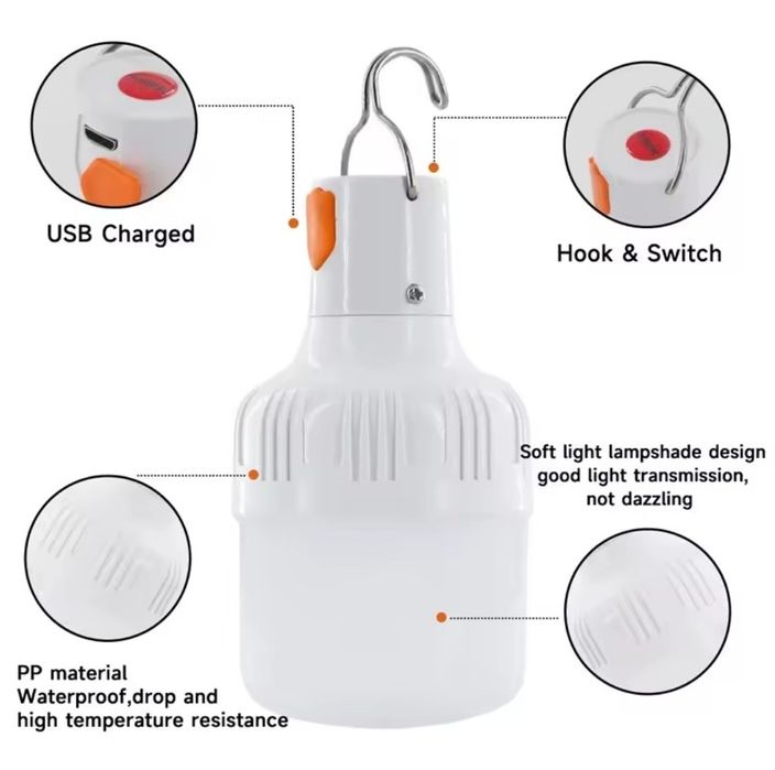 Luz portátil recarregável