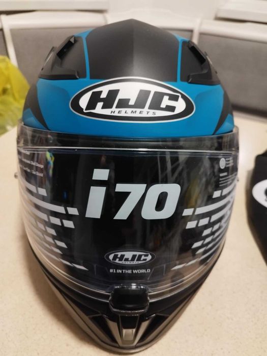 NOWY kask HJC Helmets i70 M 58 Czarno-niebieski. Nowy z naklejkami!