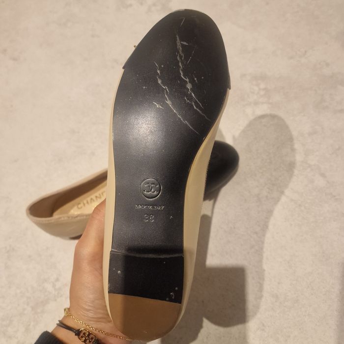 Baleriny Chanel  beżowo czarne rozmiar 37 wkładka 23cm