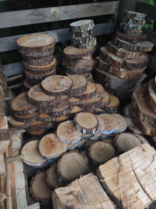 Krążki, plastry z drewna naturalnego