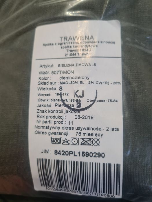 Bielizna zimowa wz 507T ciemnozielony roz. S