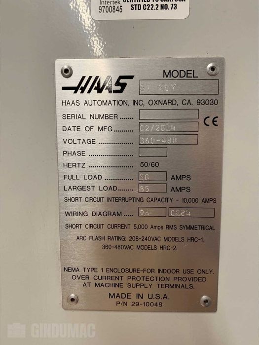 Tokarka CNC HAAS ST-20Y oś Y, napędzane narzedzia (2014)