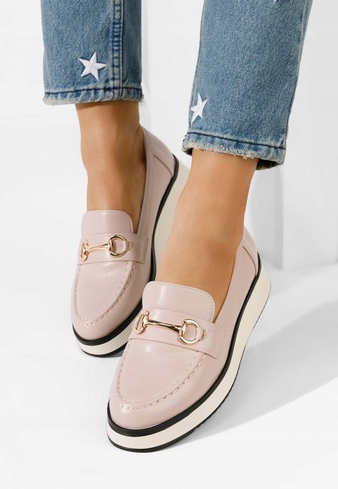 Beżowe mokasyny na grubej podeszwie R 41