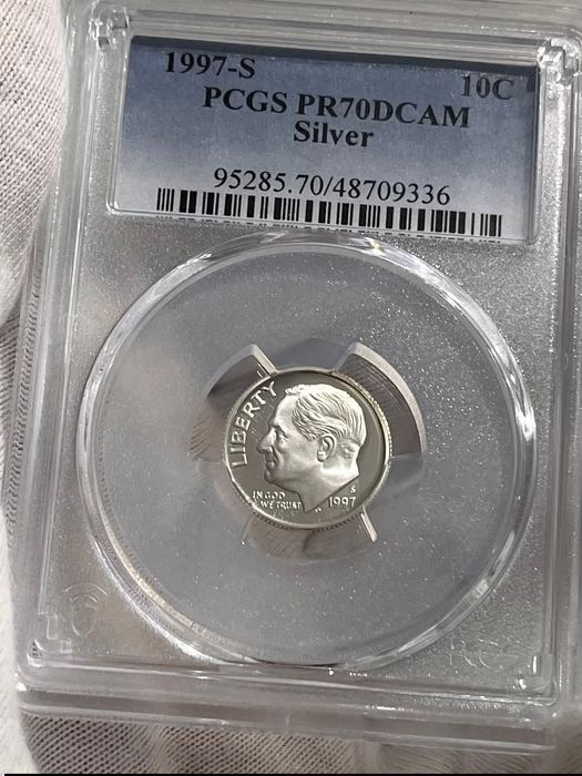 10 центів 1997р. S США. Рузвельт. Дайм. СРІБЛО. ПРУФ. СЛАБ