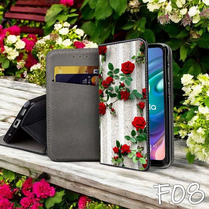 Etui zamykane Motorola Edge 30 Neo Kwiaty Flowers ! Portfel